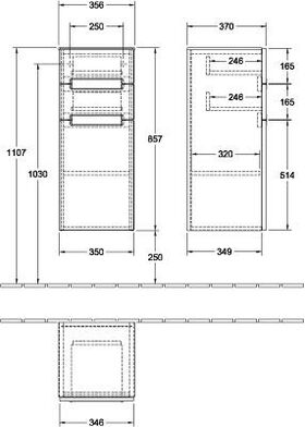 V&B Seitenschrank SUBWAY 2.0 354x857x370mm Abdpl si-gr Glossy Grey