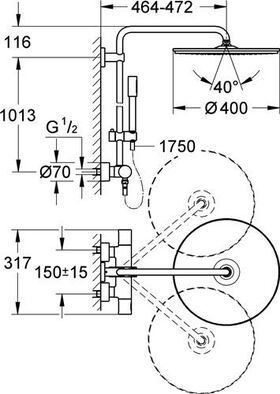 Grohe Duschsystem RAINSHOWER SYSTEM 400 m Thermostat-Batt chr