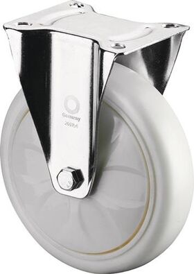 Bockrolle D.125mm Trgf.450kg Ku.Platte L138xB110mm Farbe Rl.weiß BS ROLLEN