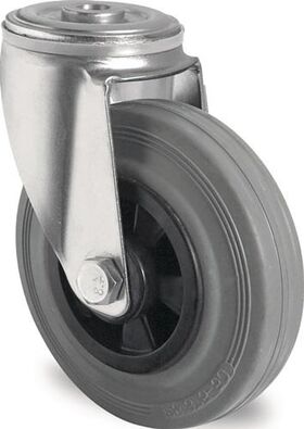 Lenkrolle D.160mm Trgf.135kg Rückenlochbefestigung PP Rollenlager VG grau PROMAT