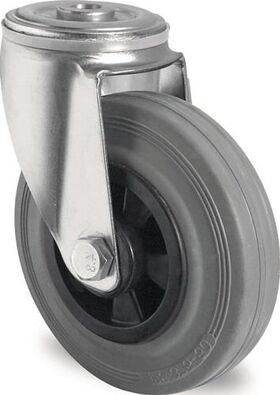 Lenkrolle D.125mm Trgf.100kg Rückenlochbefestigung PP Rollenlager VG grau PROMAT