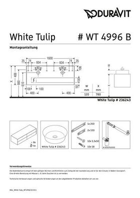 Duravit Waschtischunterbau WHITE TULIP 1600x408x550mm we sdm o ES