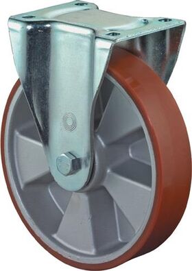 Schwerlast-Bockrolle D.125mm Trgf.450kg Guß-PU 135mm 110mm BS ROLLEN