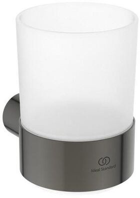 IDS Zahnputzglas CONCA rund, mit Wandhalter magnetic grey IDEAL STANDARD