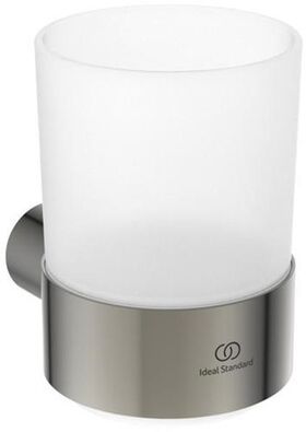 IDS Zahnputzglas CONCA rund, mit Wandhalter silver storm IDEAL STANDARD