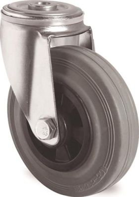 Lenkrolle D.125mm Trgf.100kg Rückenloch PP Rollenlager VG grau TECWERK