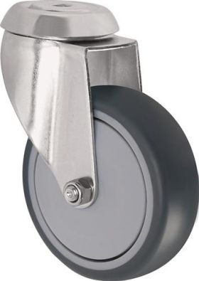 Lenkrolle D.75mm Trgf.75kg m.Rückenloch Kugell.Gum.grau TECWERK