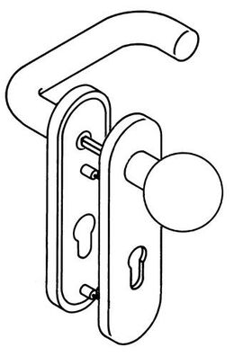 Kurzschildgarnitur 111R03.113 90 Ku.90 PZ rd Drückergrt.HEWI
