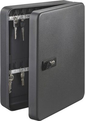 Schlüsselbox KC H300xB240xT60mm schwarz Stahlbl.Anz.Hak.36 St.