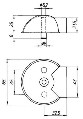 Türpuffer 3847 D.65mm H.25mm VA ma Dübelmontage DENI