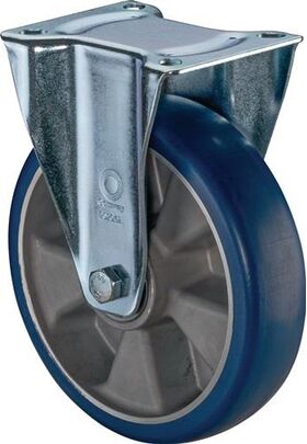Bockrolle D.250mm Trgf.350kg Bockrollen PU Platte L135xB110mm Farbe Rl.blau