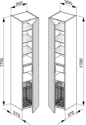 Keuco Hochschrank EDITION 11 350x1700x370mm Ans re we hgl