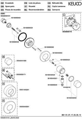 Keuco Umstellventil IXMO UP f 3 Verbr Rosette rund vc