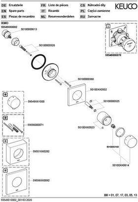Keuco Umstellventil IXMO UP f 3 Verbr Rosette eckig sw ma