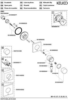 Keuco Brause-Set 8 IXMO_solo Therm-Arm für 2 Verbraucher verchromt
