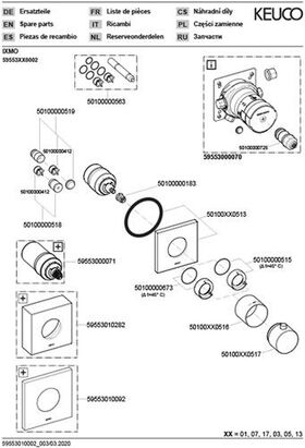 Keuco Thermostatarmatur IXMO UP Rosette eckig alu-fin KEUCO