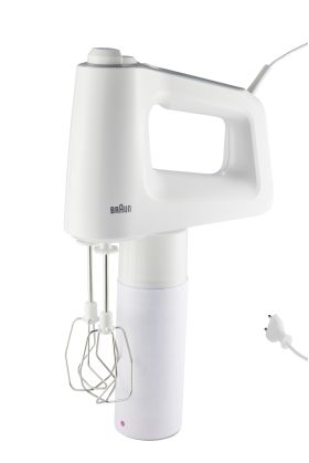 Braun Handmixer Multimix 3 HM 3135 2 Edelstahl-Rührbesen, 2 Edelstahl-Knethaken, Mixfuß, PowerBell,Mix- und Messbecher, Zerkleinerer