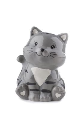 Spardose Katze 12x16x10cm grau