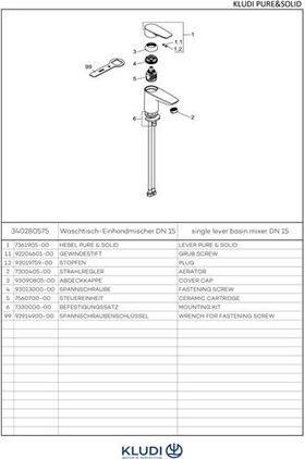 Kludi Waschtisch-EHM PURE&SOLID 75 DN 15 ohne Ablaufgarnitur chr