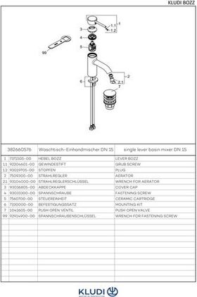 Kludi Waschtisch-Einhandmischer BOZZ DN 15 chr