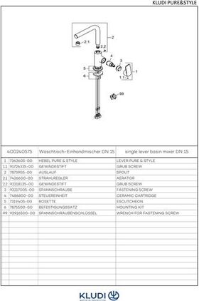 Kludi Waschtisch-EHM PURE&STYLE DN 15 schw ohne Ablaufgarnitur chr