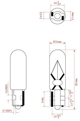 T5 Glassockel-Glühlampe, 1,2 W- VPE: 100