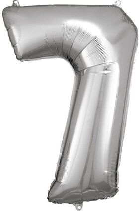 Folienballon Zahl 7 Silber