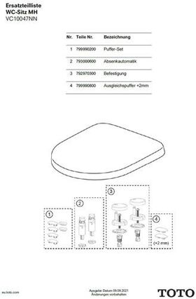 TOTO Ausgleichspuffer + 2mm, für WC-Sitz MH/NC/ES
