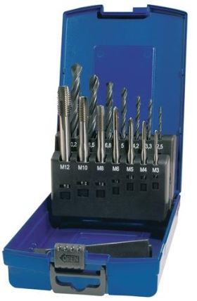 Maschinengewindebohrerset DIN 371/376 C M3-M12 14tlg.HSS Ku.-Kass.TECWERK