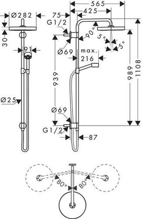 Showerpipe 280 1jet AXOR ONE Unterputz mattweiß