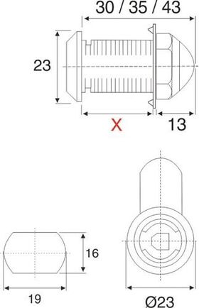 Hebelverschluss Sys.600 versch.-schl.b.22mm inkl.I.-Zyl.BMB