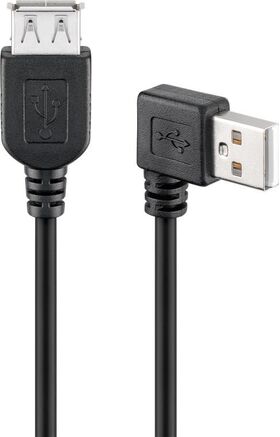 USB 2.0 Hi-Speed-Verlängerungskabel 90°, schwarz, 0.3m- VPE: 1
