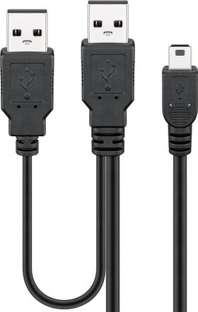 USB 2.0 Hi-Speed Dual-Power-Kabel, schwarz, 0.6m- VPE: 1