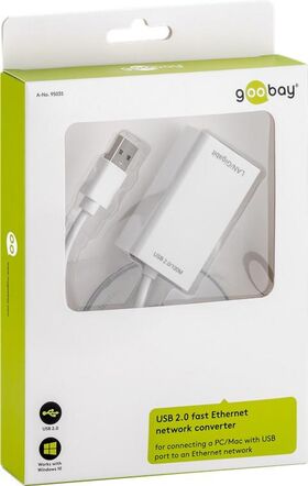 USB 2.0 Fast Ethernet Netzwerkkonverter, weiß- VPE: 1