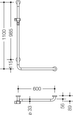 Hewi Winkelgriff mit Brausehalter m Handbr Schlauchlänge 2000mm reinweiß