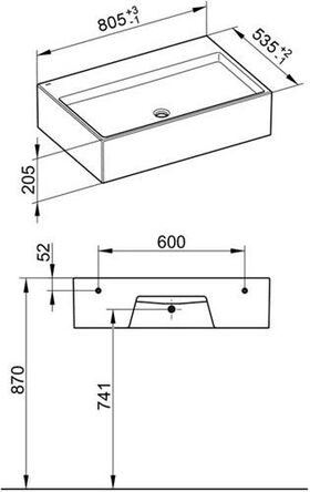 Keuco Mineralguss-Waschtisch EDITION 90 805x205x535mm we o HL-boh KEUCO