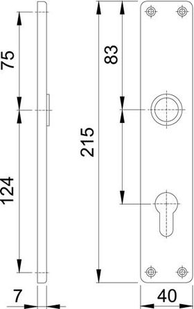 Langschildpaar 202SP F2/neusilberfarbig F2 PZ 72mm HOPPE