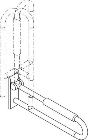 Hewi Stützklappgriff SERIE 801 drehb m Polster d= 33mm 700mm felsgrau