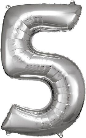 Folienballon Zahl 5 Silber