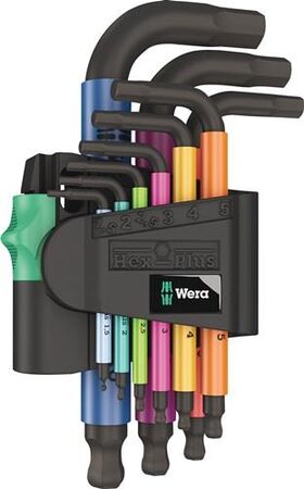 Winkelschraubendrehersatz 950/9 9-tlg.Ku.-Halter SW 1,5-10mm kurz Kugelk.WERA
