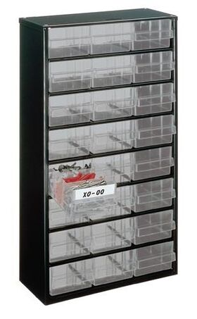 Kleinteilemagazin B306xT150xH552mm galvanisiertes Stahlbl.24 Schubl.PP