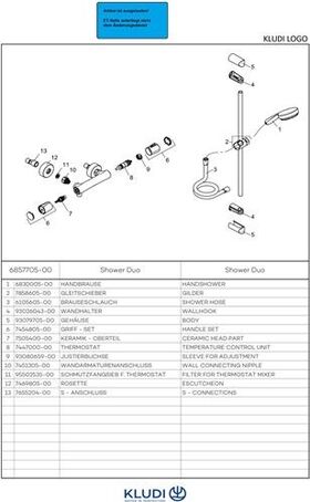 Kludi Therm-Brausearmatur LOGO SHOWER D DN 15 900mm chr