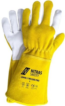 Schweißerhandschuhe WELDER PRO Gr.10 ocker/grau PSA-Kat.II - VPE: 12