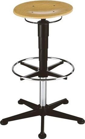Drehhocker Bodengleiter+Fußring Buche natur Sitz-H.570-850mm BIMOS