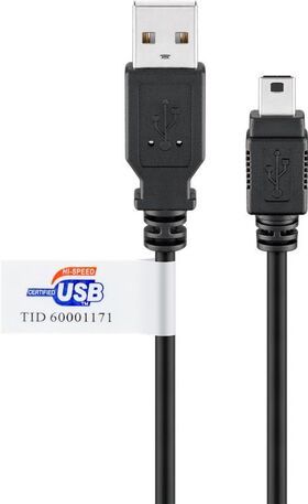 USB 2.0 Hi-Speed-Kabel mit USB-Zertifikat, Schwarz, 1.8m- VPE: 1