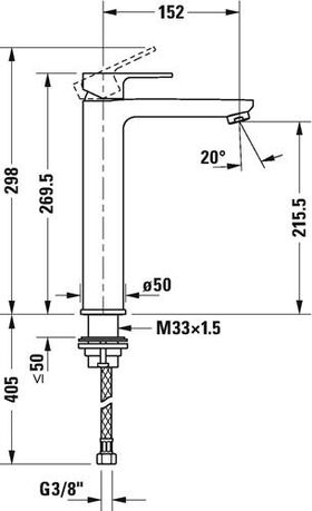 Duravit Einhebel-Waschtischmischer B.3 L ohne Zugstangen-Ablaufgarnitur chrom