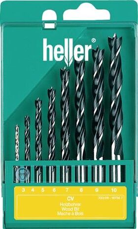 CV Holzspiralbohrersatz 8tlg.D.3,4,5,6,7,8,9,10mm CV-Stahl