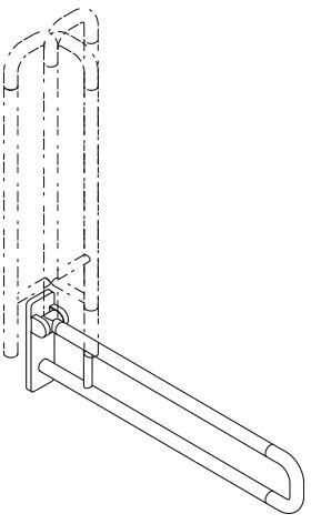 Hewi Stützklappgriff SERIE 801 drehbar d= 33mm Aluminiumkern 900mm sand