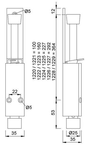 Türfeststeller 1224.02 Alu.silberf.lack.Hubh.90mm Türmontage KWS