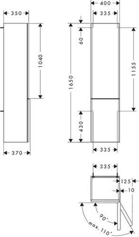 HG Hochschrank Xelu Q 1650x400x350mm diamantengr ma Gri mweiß